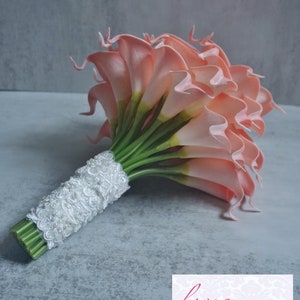 Blush Pink Calla Lily bouquet, Bridal Bouquet, Silk Flower bouquet, Wedding Flowers, Bridesmaid Gifts, Toss Bouquet, Flower Girl Bouquet image 4