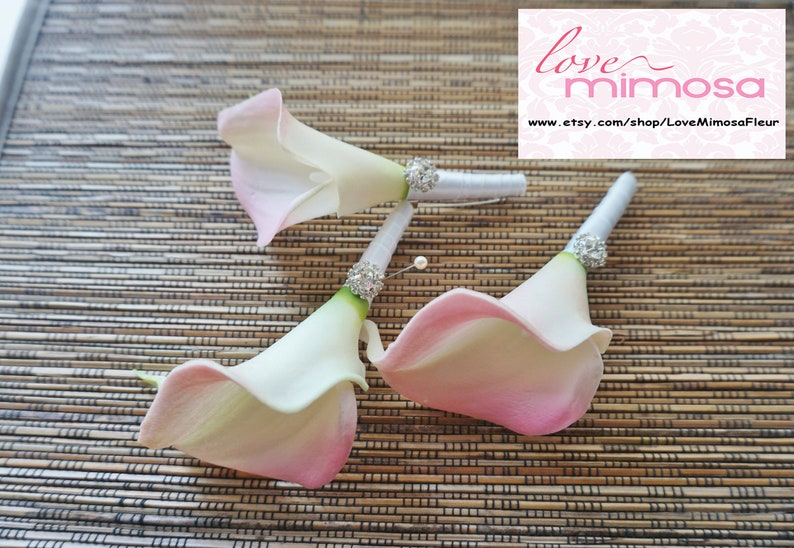 Wrist Corsages Blush Pink Calla Lily Corsage Pearl Bracelet Etsy