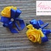 Men's Boutonniere, Yellow Rose with Royal blue ribbon, Silk Flower Corsage, Groomsman Gift, Prom Accessories, Boho Wedding, Page Boy 