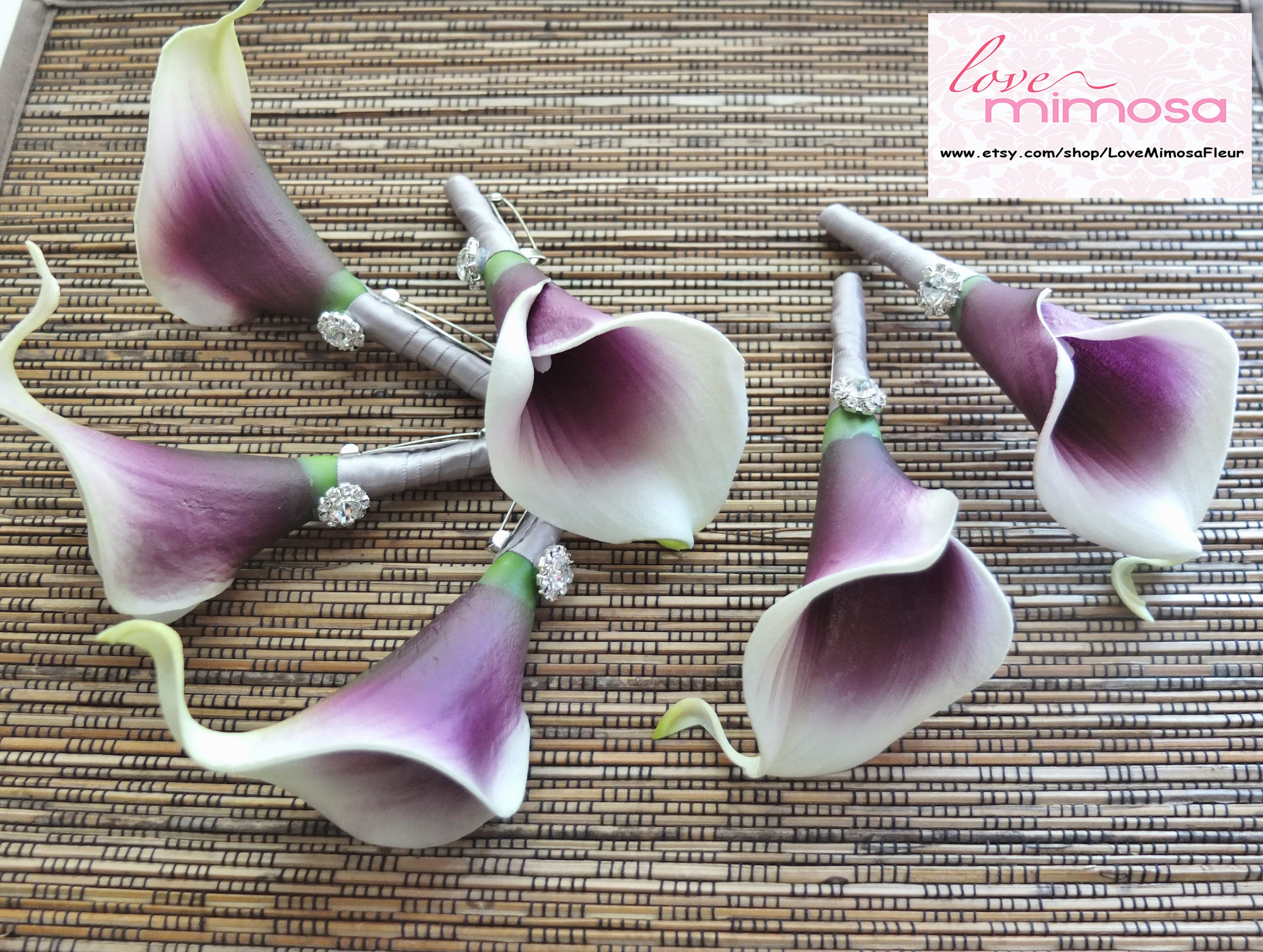 Men's Boutonniere Purple Picasso Calla Lily with silver | Etsy
