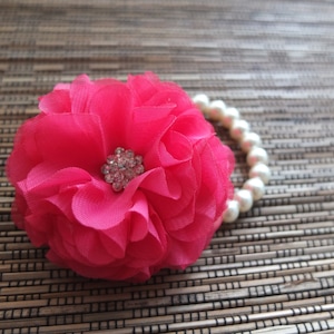 Wrist Corsage, Chiffon Flower Corsage, Fuchsia Corsage, Hot Pink Corsage, Chiffon Rose corsage, Bridesmaid Gifts, Wedding Flowers