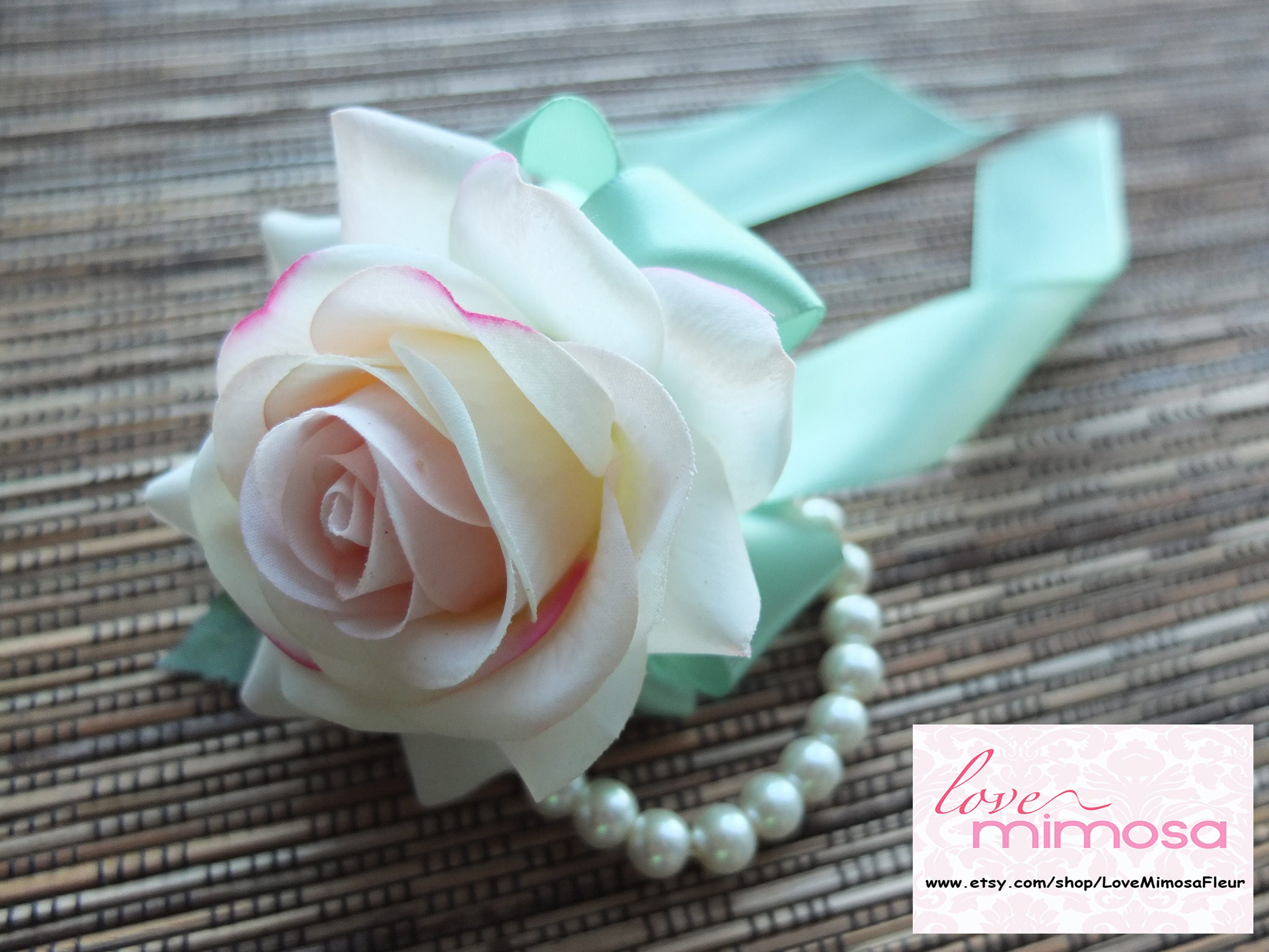 bridesmaid corsage blush pink rose wedding corsage Wedding corsage artificial flower corsage pearl wrist corsage