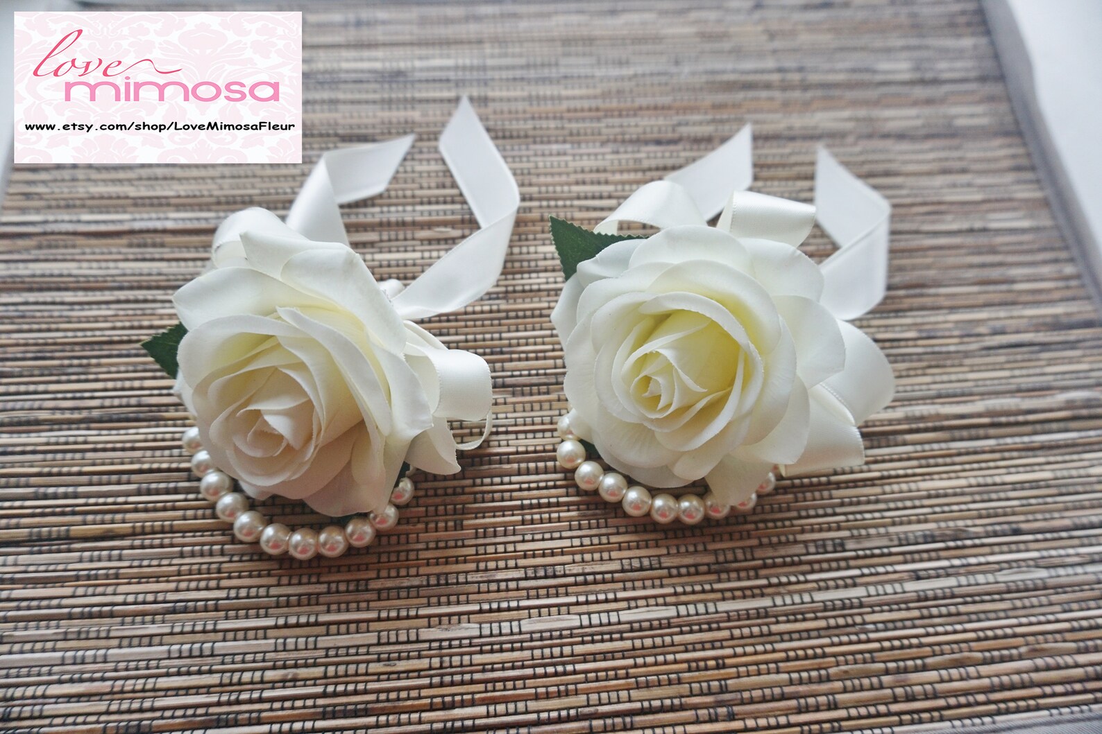 Wrist Corsage Ivory Rose Corsage Pearl Bracelet Bridesmaid Etsy