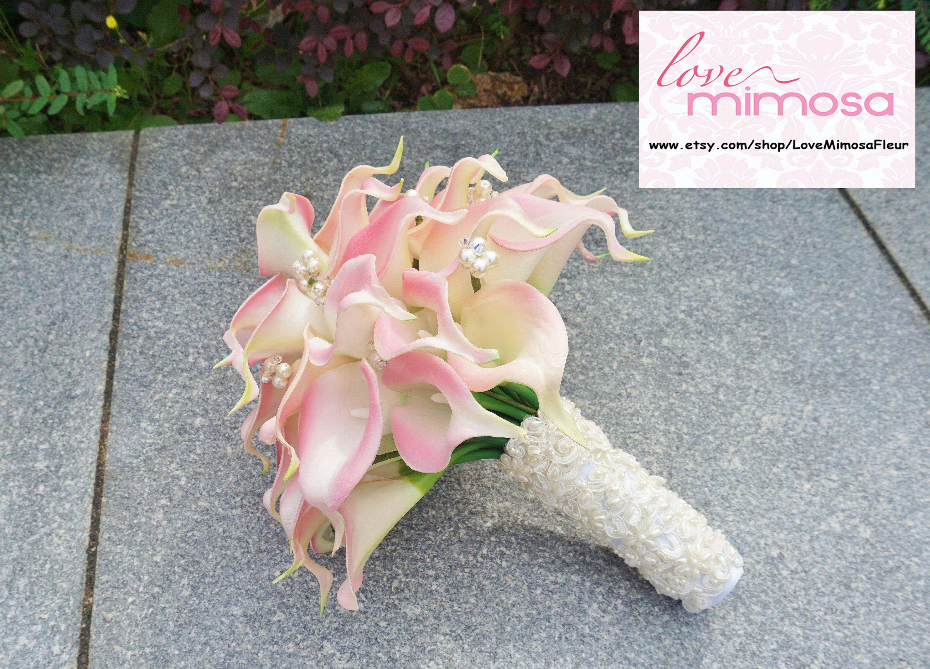 Calla Lily bouquet Blush Pink Calla Lilies pearls & crystals Etsy