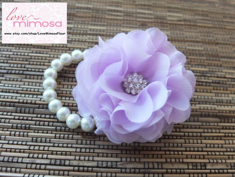 Wrist Corsage, Lilac Corsage, Lilac chiffon Corsage, Lavender Chiffon Corsage image 2