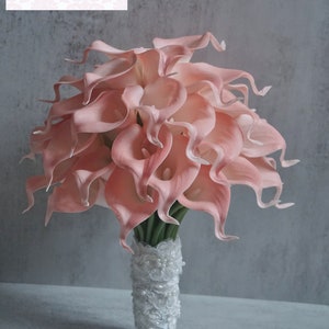 Blush Pink Calla Lily bouquet, Bridal Bouquet, Silk Flower bouquet, Wedding Flowers, Bridesmaid Gifts, Toss Bouquet, Flower Girl Bouquet image 1