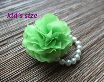 Kids Corsage- Lime Green Chiffon Flower, Flower Girl Gifts