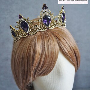 Purple & Bronze Bridal tiara, Wedding crown, Bridal crown, Gold tiara, Purple Bronze tiara, Crowns and tiaras, Vintage Headpieces, C139 zdjęcie 6