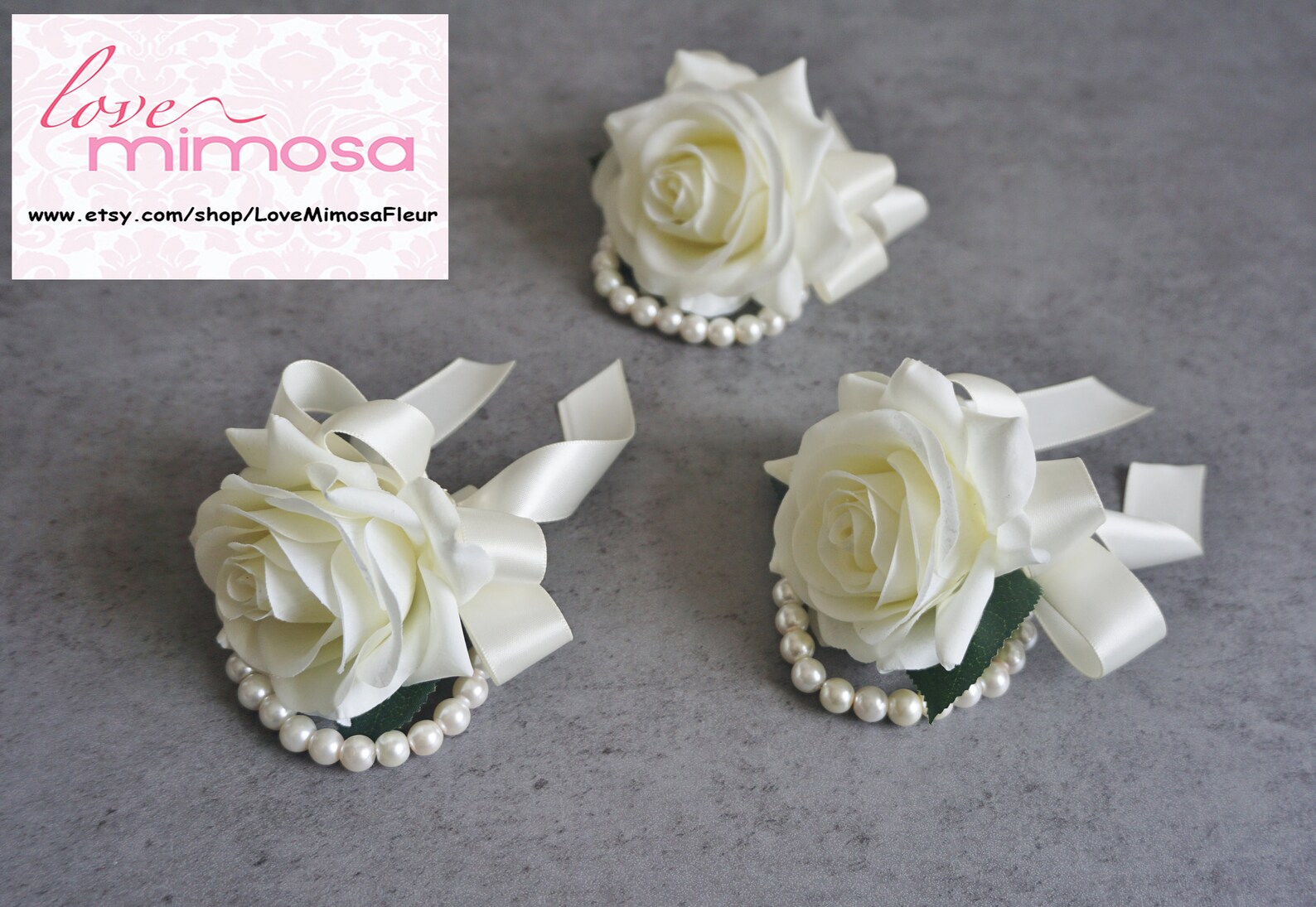 Wrist Corsage Ivory Rose Corsage Pearl Bracelet Bridesmaid Etsy