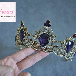 Purple & Bronze Bridal tiara, Wedding crown, Bridal crown, Gold tiara, Purple Bronze tiara, Crowns and tiaras, Vintage Headpieces, C139 zdjęcie 7