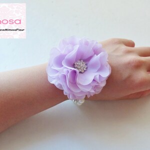 Wrist Corsage, Lilac Corsage, Lilac chiffon Corsage, Lavender Chiffon Corsage image 4