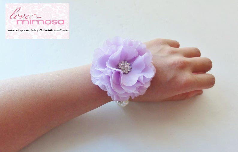 Wrist Corsage, Lilac Corsage, Lilac chiffon Corsage, Lavender Chiffon Corsage image 4