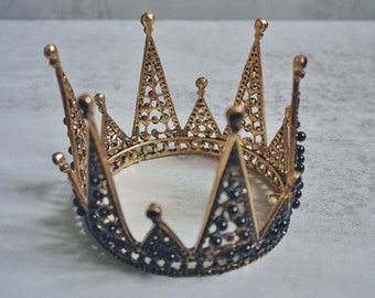 Black & Bronze Tiara, Black crown, Black Crystal Tiara, Wedding crown, Bridal Tiara, Vintage Crown, Crowns and tiaras, C111