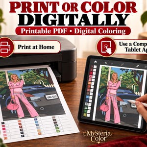 Printable Desperate Housewives coloring PDF for home printing or digital color by number coloring on a compatible tablet app
