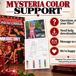 Mysteria Color Etsy support for Desperate Housewives digital coloring book download, file access, printing and purchase assistance