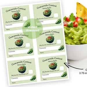 Guacamole Contest EINFACHE ABSTIMMUNG - Guac Off - Guac-Off - Beste Guacamole - Guacamole Verkostung - Guacamole Voting - Guacamole Scorecard