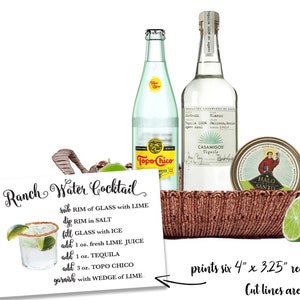 RANCH WATER Cocktail Recipe Cards 4 x 3.25 - Ranch Water Drink Recipes -Ranch Water Recipes - Texas Ranch Water -Cocktail Recipes -Printable