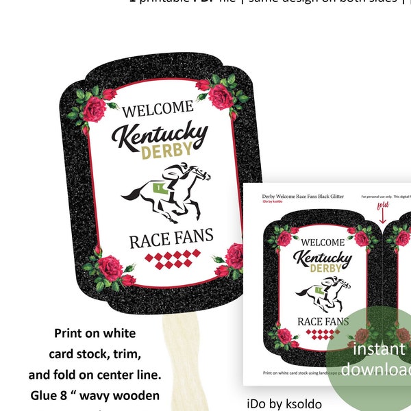 Kentucky Derby Welcome Race Fans Fan - Kentucky Derby Party Favor - Kentucky Derby Fan - Kentucky Derby Party -Kentucky Derby Printable -DIY