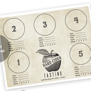 Hard Cider Tasting Mat - CIDER TASTING Party -  Apple Cider Tasting - Cider Tasting - Tasting Party - Tasting Mat - Printable - Download