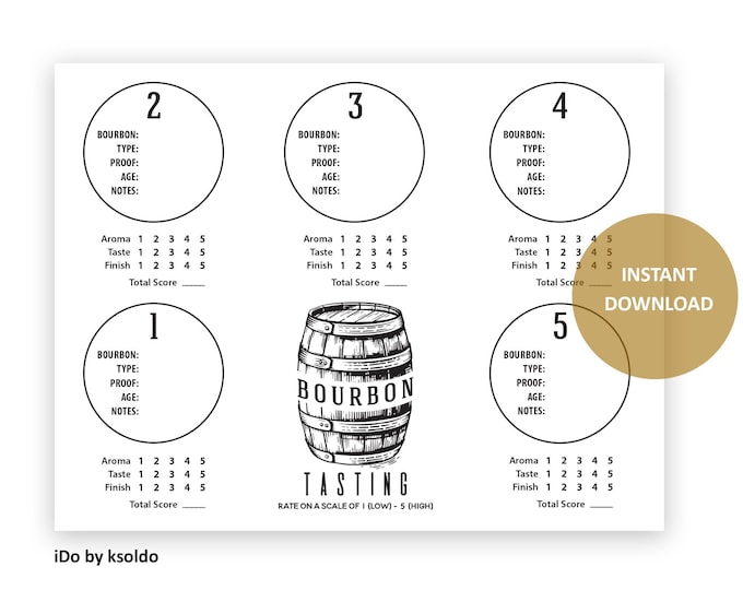 Bourbon Tasting Mat for 5 Tastings Bourbon Tasting Party Bourbon ...