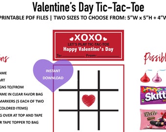 Valentine's Day Tic Tac Toe Cards - Valentine Tic Tac Toe Game - Kids Valentines - Tic Tac Toe Valentines - Valentines Printable - Download