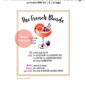 THE FRENCH BLONDE Self-Serve Bar Sign - French Blonde Cocktail Recipe - French Blonde Cocktail - French Blonde Bar Sign - French Blonde