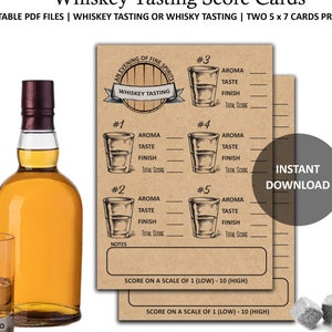 Whiskey Or Whisky Tasting Score Cards - Whiskey Rating - Tasting Notes - Whiskey Tasting - Whisky Tasting - Score Sheet -Printable -Download