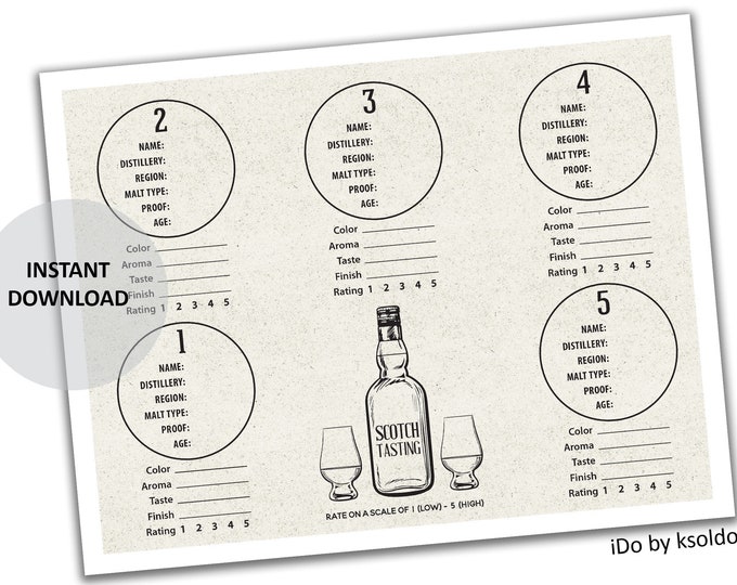 Scotch Tasting Mat Scotch Rating Scotch Score Card Etsy