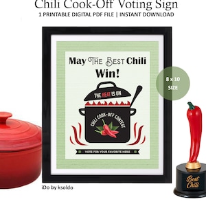 Chili Cook Off Voting Sign - Chili Score Cards - Chili - Rating Sheet - Chili Contest - Annual Chili Cook Off - Printable - Instant Download