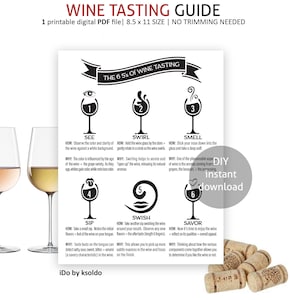 The 6 Steps Of Wine Tasting,  Wine Tasting Guide, Wine Tasting Tips, Wine Tasting Party, How To Taste Wine, Wine Printable, Wine Tasting
