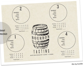 Bourbon Tasting Mat for 5 Tastings Bourbon Tasting Party Bourbon ...