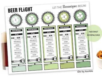 Posavasos para cerveza del Día de San Patricio para 5 cervezas - Cata de cerveza irlandesa - Cata de cerveza - Tarjeta de puntuación de cerveza - Notas de cerveza - Calificación de cerveza - Cerveza imprimible