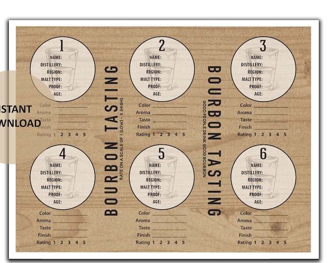 Bourbon Tasting Mat for Flight of 6 - Bourbon Tasting Party - Bourbon ...