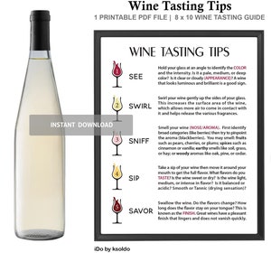 Printable Wine Tasting Tips - Wine Tasting Guide - Wine Tasting Notes - Wine Tasting Card -Wine Tasting Sign -Wine Tasting Party -Wine Chart