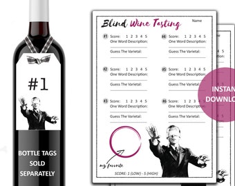 Blind Wine Tasting Score Cards for 6 Tastings - Blind Wine Tasting - Rating - Score Cards -Wine Tasting Party -Wine Tasting Notes -Printable