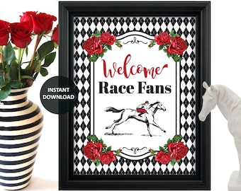 Welcome Race Fans - Kentucky Derby Welcome Sign - Kentucky Derby Party - Kentucky Derby Decoration - Derby Decor - KY Derby -Printable -Sign