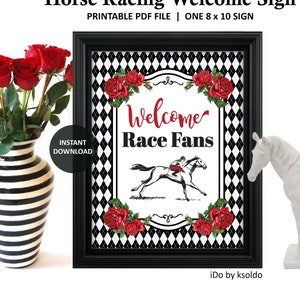 Welcome Race Fans - Kentucky Derby Welcome Sign - Kentucky Derby Party - Kentucky Derby Decoration - Derby Decor - KY Derby -Printable -Sign