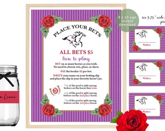 Kentucky DERBY SINGLE BETTING Game - Betting - Kentucky Derby Party - Betting Cards - Betting Slips - Derby Betting Sign - Betting Wagers
