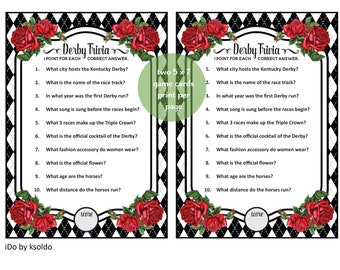 Kentucky Derby Trivia Game - Derby Trivia - Kentucky Derby Games - Derby Party Game - Kentucky Derby Party - Printable - Instant Download