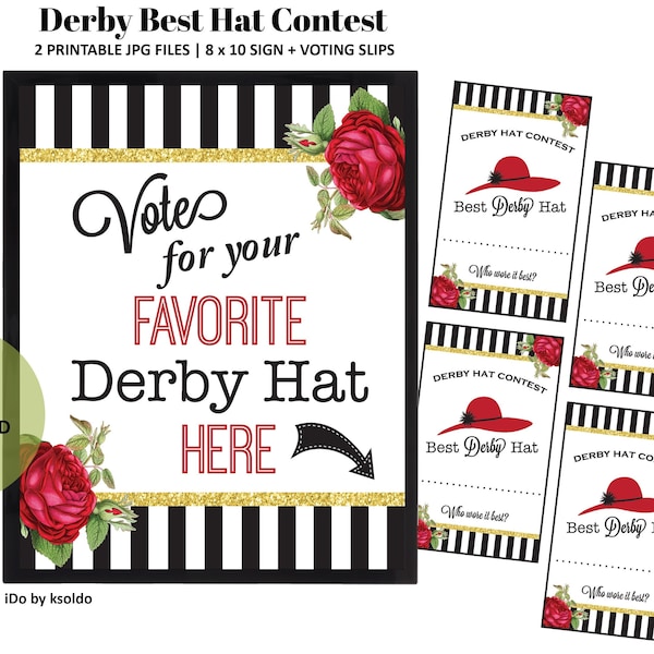 Kentucky Derby Best Hat Contest - Kentucky Derby Game - Kentucky Derby Party - Kentucky Derby Bridal Shower - Hat Contest - Derby Printable