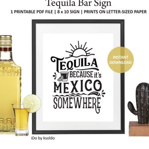 Tequila Bar Sign - Tequila Sign - Tequila Tasting - Cinco de Mayo Party - Fiesta Party - Party Decor - Bar Sign - Tequila - Printable