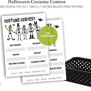 HALLOWEEN COSTUME CONTEST Six Categories - Halloween Costume Contest - Best Halloween Costume - Costume Contest - Voting -Ballots -Printable
