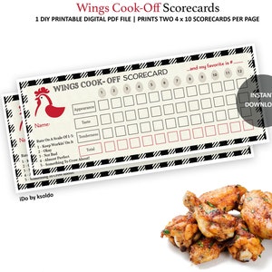 WINGS Kochen-Off SCORECARDS - Hähnchen Flügel Wettbewerb - Flügel Contest - Flügel Koch-Off - Flügel Koch-Off - Flügel Kochen-Off - BBQ Flügel - Printable
