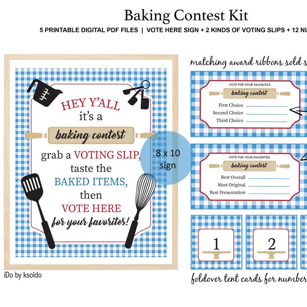 BAKE-OFF CONTEST Kit for 12 Entries - Baking Contest - Baking Competition - Cookies - Cupcakes - Cakes - Desserts -Pies -Printable -Download