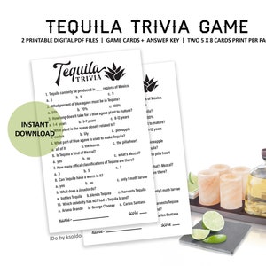 Printable Tequila Trivia Game - Tequila Game - Tequila Tasting - Tequila Party - Tequila Trivia - Trivia - Tacos and Tequila - Fiesta - Game