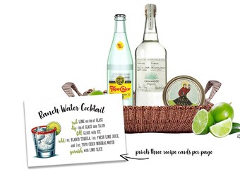 3 x 5 RANCH WATER Cocktail Recipe Cards - Ranch Water Drink Recipe - Ranch Water Recipe - Texas Ranch Water - Cocktail Recipe - Printable