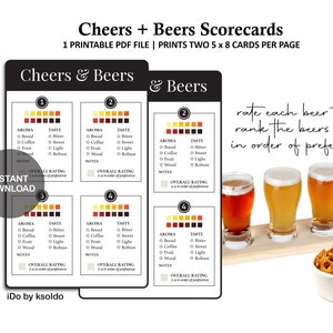 Classifique suas cervejas - Scorecard de cerveja para voo de 4 cervejas - Classificação de cerveja - Scorecard de degustação de cerveja - Cartão de pontuação de degustação de cerveja - Cerveja - Para impressão
