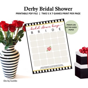 Kentucky Derby Bridal Shower Bingo Game -Kentucky Derby Shower Game -Derby Bridal Shower -Bridal Shower Bingo -Bridal Shower Games-Printable