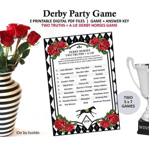 Kentucky Derby Party Game Two Truths And A Lie - Derby Party Games - Kentucky Derby Games - Kentucky Derby Party - Derby Game - Printable