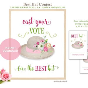 Best Hat Contest - Kentucky Derby Best Hat - Kentucky Derby - Derby Bridal Shower - Tea Bridal Shower -Who Wore It Best -Printable -Download